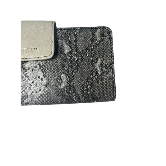 Fossil Madison Wallet Gray Leather Python Snake Clutch Organizer Fast Shipping - Picture 4 of 16